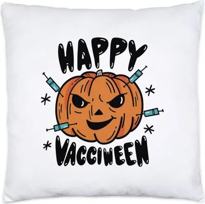 Produktbild von Happy Halloween Kissen Kürbis Kürbiskopf Impfung Vaccination Spooky Corona Virus   Lockdown