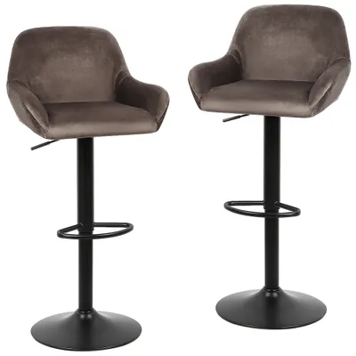 Produktbild von 2er Set Barhocker | - höhenverstellbar Hocker Barstuhl | Flanellhocker  Brown