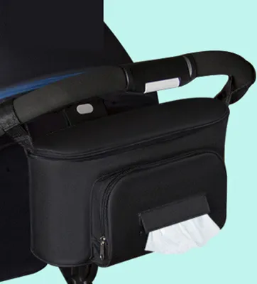 Obrázek produktu pro Taška na kočárek Organizér Taška Soild Colour Mummy Pram Buggy Koš na kočárek Háček na batoh Příslušenství ke kočárkům Black