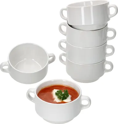 Produktbild von 6er Set Stiva Suppenschale 250ml weiß Porzellan Suppenterrine Soupbowl stapelbar