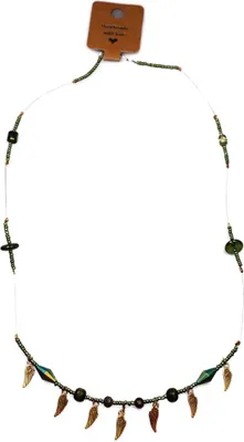 Image de MerryDesign Collier avec perles et plumes vertes