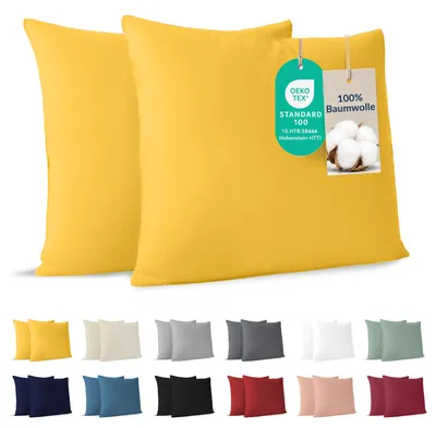 Immagine prodotto di Dreamzie - Set di 2 federe per cuscini, 40x40 cm - 100% cotone - Giallo