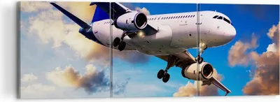 Produktbild von Bild auf Leinwand - Leinwandbild - Flugzeug Flug Reise Fahrzeug - 120x40cm - Wand Bild - Wanddeko - Leinwanddruck - Bilder - Kunstdruck - Wanddekoration - Leinwand bilder - Wandkunst - CA120x40-2445