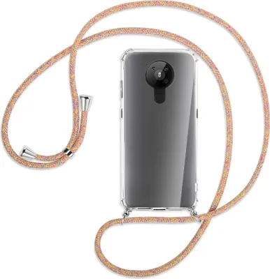 Produktbild von Handykette Backcover-Schutzhülle mit Band (Metall silberfarben) für Nokia 5.3 - Rainbow