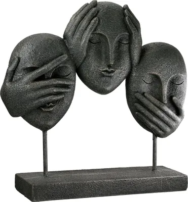 Produktbild von Gilde Skulptur, Gesicht, "3 faces", Kunstharz, schwarz, VE 2, L. 8,5 cm, B. 30 cm, H. 29,5 cm Höhe: 29.50 cm Breite: 30.00 cm Tiefe: 8.50cm  21505