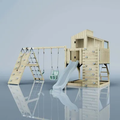 Produktbild von OutdoorToys Spielturm Finn aus Holz in Blau Babyschaukel