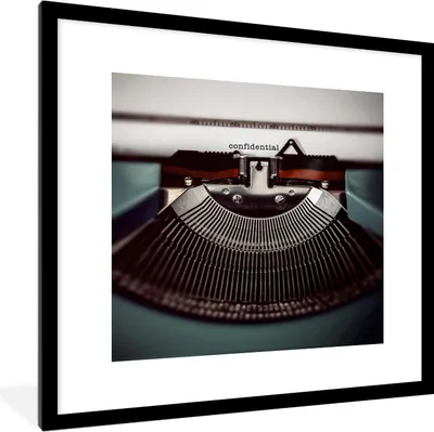 Produktbild von MuchoWow® MuchoWow® Gerahmtes Poster Schreibmaschine - Retro - Briefe 40x40 cm - Poster mit zchwarzem Bilderrahmen - Poster - Plakat im Rahmen