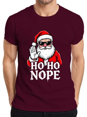 Immagine prodotto di Maglietta da uomo Ho Ho Nope Santa Sunglasses Funny Christmas, bordeaux, S