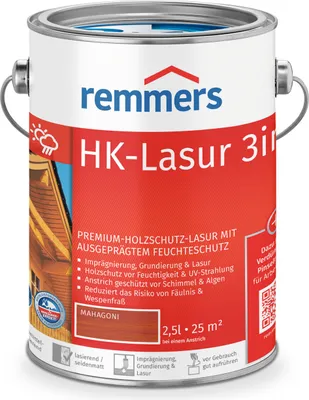 Produktbild von Remmers HK-Lasur 3in1 mahagoni (RC-565) 2,5 l, Holzlasur aussen