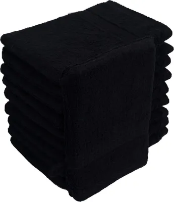 Produktbild von Waschhandschuhe Waschlappen 10er Set Schwarz 100 % Baumwolle Frottee 500g/m² 16x21
