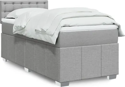 Produktbild von Schlichtes Boxspringbett mit Matratze - Hellgrau 90x200 cm Stoff Design Klassische Betten 6158675