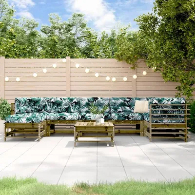 Produktbild von [Home] 8-tlg. Garten-Lounge-Set mit Kissen Imprägniertes Kiefernholz , Neue Mode 2024 im häuslichen Leben