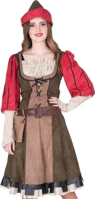 Produktbild von Robin Hood Kostüm "Lady Marian" für Damen | Grün Rot Größe: 36/38