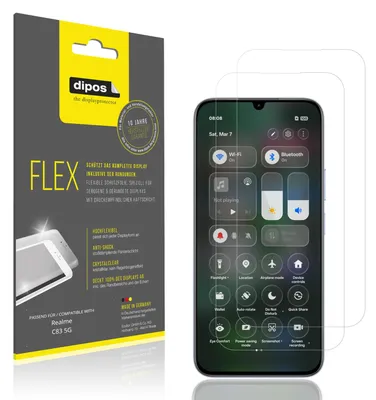 Immagine prodotto di 2x Pellicola protettiva per Realme C83 5G, rivestimento al 100%, Protezione dipos Flex