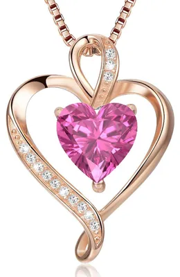 Productafbeelding van Halsketting van 925 sterling zilver, rosé goudkleurig, met zirkonia. Damesketting, cadeau