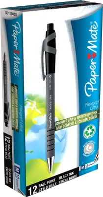 Image de Papermate FlexGrip Ultra RT. Couleur du produit : noir, gris, Couleur d'écriture : noir, Type : stylo à bille rétractable clip-on. Quantité par emballage : 12 pièce(s)