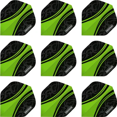 Produktbild von Pentathlon | Dart Flights | 100 Micron | Standard | Grün-Schwarz | 3 Sets = 9 Flights