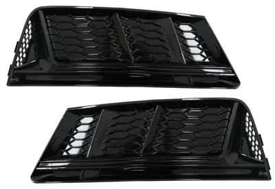 Zdjęcie produktu dla Osłony dolnej części zderzaka przedniego, boczne, dla Audi A4 B9, rocznik 2016-2018, styl RS4, kolor czarny.