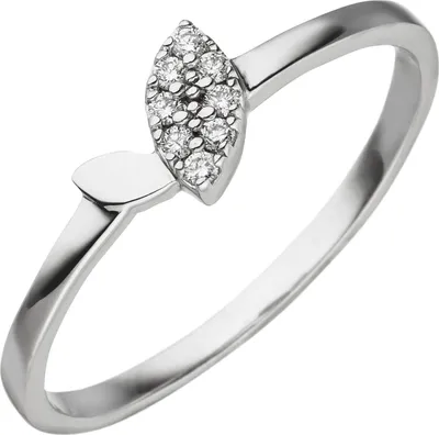 Produktbild von Ring aus 585 Gold Weißgold mit 8 Diamanten Brillanten Fingerring schmal Damen Innenumfang 54mm  Ø17.2mm
