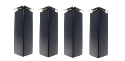Zdjęcie produktu dla Nogi meblowe z drewna bukowego 15 cm lakierowane na czarno, kwadrat 5x5 cm, zestaw 4 z materiałem montażowym