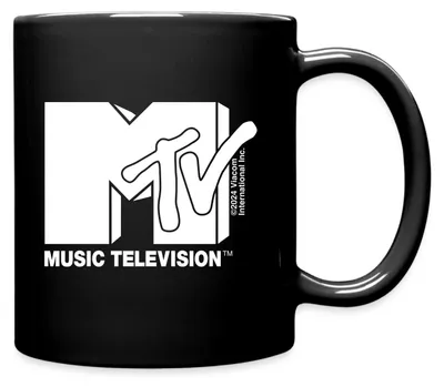 Produktbild von Spreadshirt MTV Music Television Logo In Schwarz-Weiß Tasse Einfarbig, One size, Schwarz