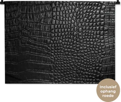 Produktbild von MuchoWow® Wandteppich Wandbehang Leder - Strukturiert - Schwarz - Grau 90x67.5 cm Tapisserie Dekoration Wandtuch - Fototeppich - Wand-Skulpturen