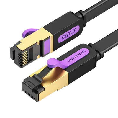 Produktbild von Flaches Cat7 Vention Icabg Rj45 Ethernet 10Gbps 1.5M Netzwerkkabel Schwarz