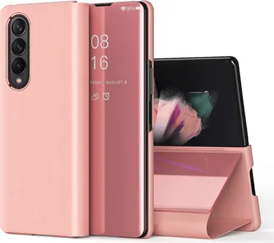 Produktbild von Galaxy Z Fold 3 5G Hülle, Überzug Spiegel Smart View Schutzhülle Klapphülle mit Ständer für Samsung Galaxy Z Fold 3 5G Rose Gold