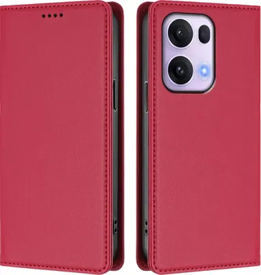 Image de Etui en cuir pour Oppo Reno13 Pro 5G, étui magnétique en cuirPolyuréthaneavec support Rouge
