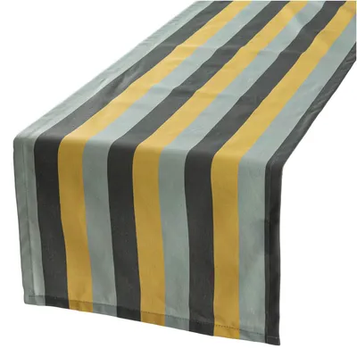 Produktbild von Tischläufer Streifen grün grau hellblau 40x160cm von SCHÖNER LEBEN.