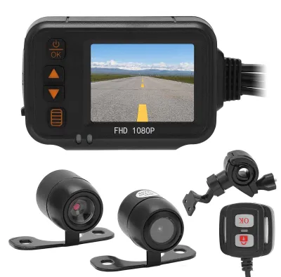Obrázok produktu pre Záznamové zariadenie pre motocykle s 2-palcovým displejom, prednou a zadnou kamerou, rozlíšením 1080P+720P, vodeodolné, viacúčelové