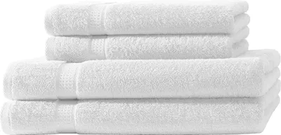 Produktbild von 4er Set Frottee 2x Handtücher 2x Duschtücher Elegance 100% Baumwolle 500 gsm 50x100 cm 70x140 cm weiß