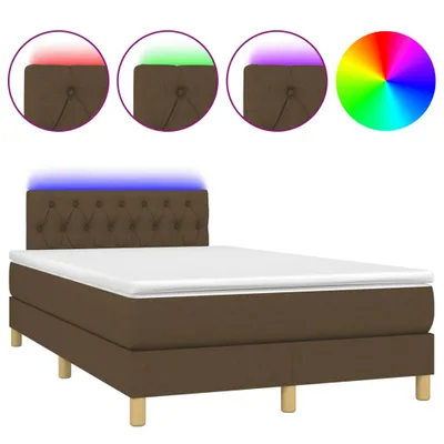 Productafbeelding van vidaXL Boxspringbed met matras en LED-verlichting, donkerbruin, 120x190 cm, stof