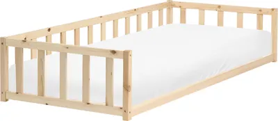 Obrázek produktu pro BELIANI Dětská postel světle hnědá borovicové dřevo 90 x 200 cm nízká konstrukce s roštovým rámem moderní styl dětský pokoj