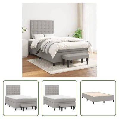 Produktbild von The Living Store Boxspringbett mit Matratze Hellgrau 120x200 cm Stoff