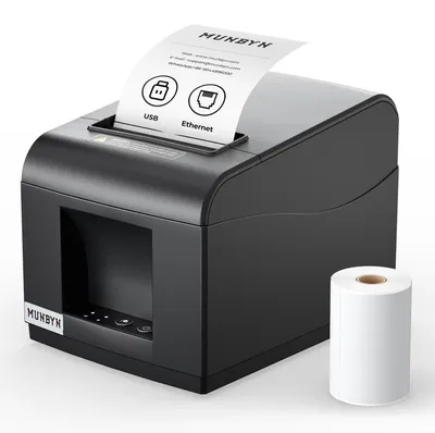 Obrázok produktu pre MUNBYN Termálna tlačiareň ITPP072 Bondrukcer 80 mm Tlačiareň účteniek POS tlačiareň s USB+LAN pripojením Tlačiareň účteniek kompatibilná s Android Windows ChromeOS Linux Nepodporuje Bluetooth pripojenie