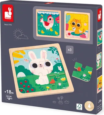 Immagine prodotto di Janod Set di puzzle 3 puzzle da 9 pezzi