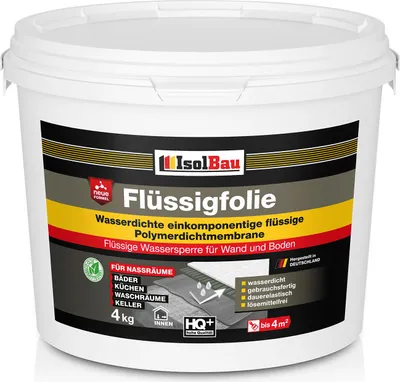 Produktbild von Isolbau Flüssigfolie 4kg - Dichtfolie für Bad, Dusche & Küche - für Wand & Boden - Lösemittelfreie, wasserdichte Abdichtung Dichtmasse -  Badabdichtung