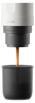 Produktbild von Outin OTEM-01-PW Przenośny elektryczny ekspres do kawy, Weiß, Kaffeekapsel, Gemahlener Kaffee, 20 bar, 92 °C, 7500 mAh, 2,5 h