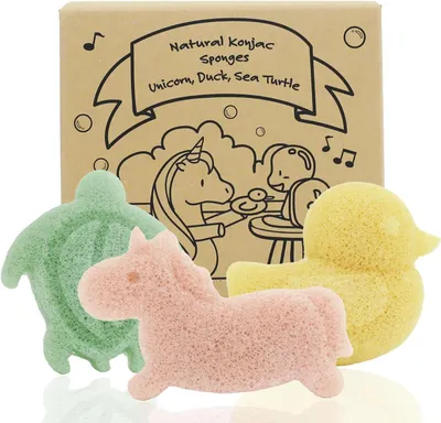 Produktbild von Konjac Badschwamm aus pflanzlichen Fasern, 3 Stück, für Dusche und Bad