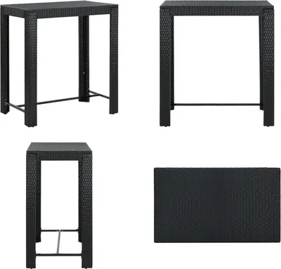 Image de vidaXL Table de bar de jardin noire 100x60,5x110,5 cm Poly rotin - Table de bar - Tables de jardin - Tables de jardin