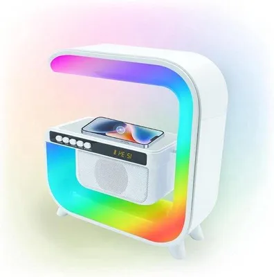 Image de Lampe de table LED intelligente avec haut-parleur Bluetooth et fonction alarme - veilleuse à intensité réglable avec son Bluetooth