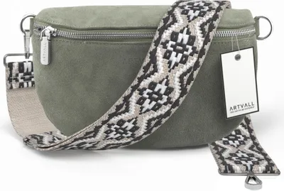 Produktbild von ARTVALL - Umhängetasche aus Wildleder, Klein mit verstellbarem Schultergurt, abnehmbares Taschenband, Crossbody Bag in Grün