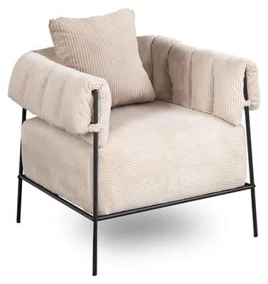 Sessel mit dickem Sitzkissen, Corduroy, Beige