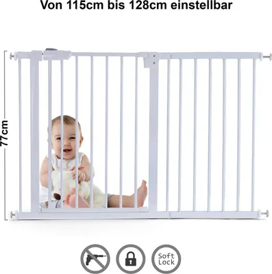 Produktbild von Absperrgitter Treppenschutzgitter Metall weiß 115 -128cm 77cm hoch