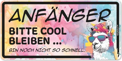 Produktbild von younikat Fahrzeug-Aufkleber Fahranfänger Lama I 20 x 10 cm I selbstklebende Folie mit UV-Schutzlaminat wetterfest I Auto KFZ Geschenk zum Führerschein I kfz779