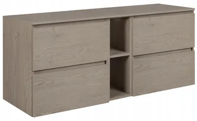 Zdjęcie produktu dla Szafka Łazienkowa Wisząca Pod Umywalkę Blat Regał 140X46Cm Simon Dąb Ciemny