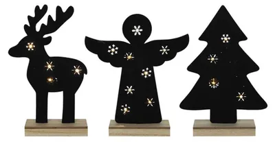 Produktbild von Svenska lebende Filz-Weihnachtsfigur auf Holzsockel 8xled