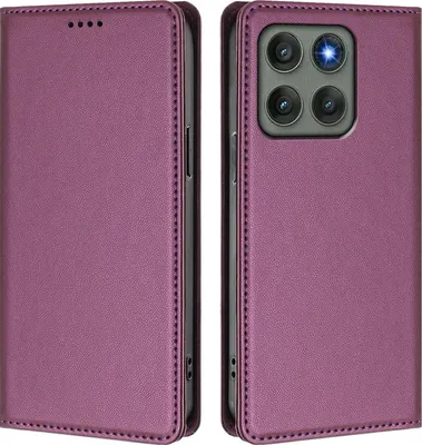 Produktbild von Handyhülle für Motorola Edge 60 Pro, Kunstleder Klapphülle Stoßfeste Magnetische Hülle mit Ständer Lila