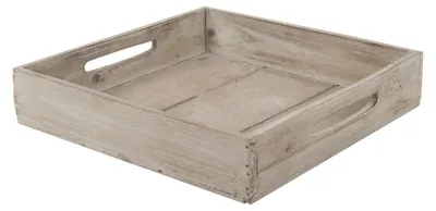 Produktbild von Quadratisches Holztablett/Kerzenteller - braun - 26 x 26 cm